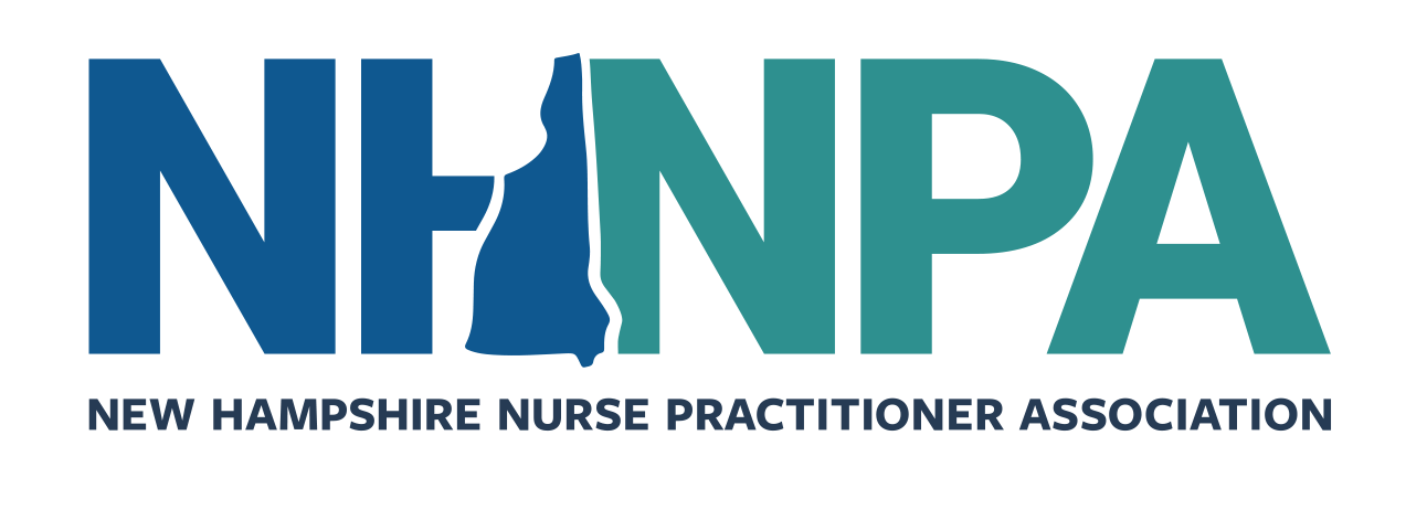 The NHNPA logo and tag line, Empowering NPs in brand colors of blue and green on white